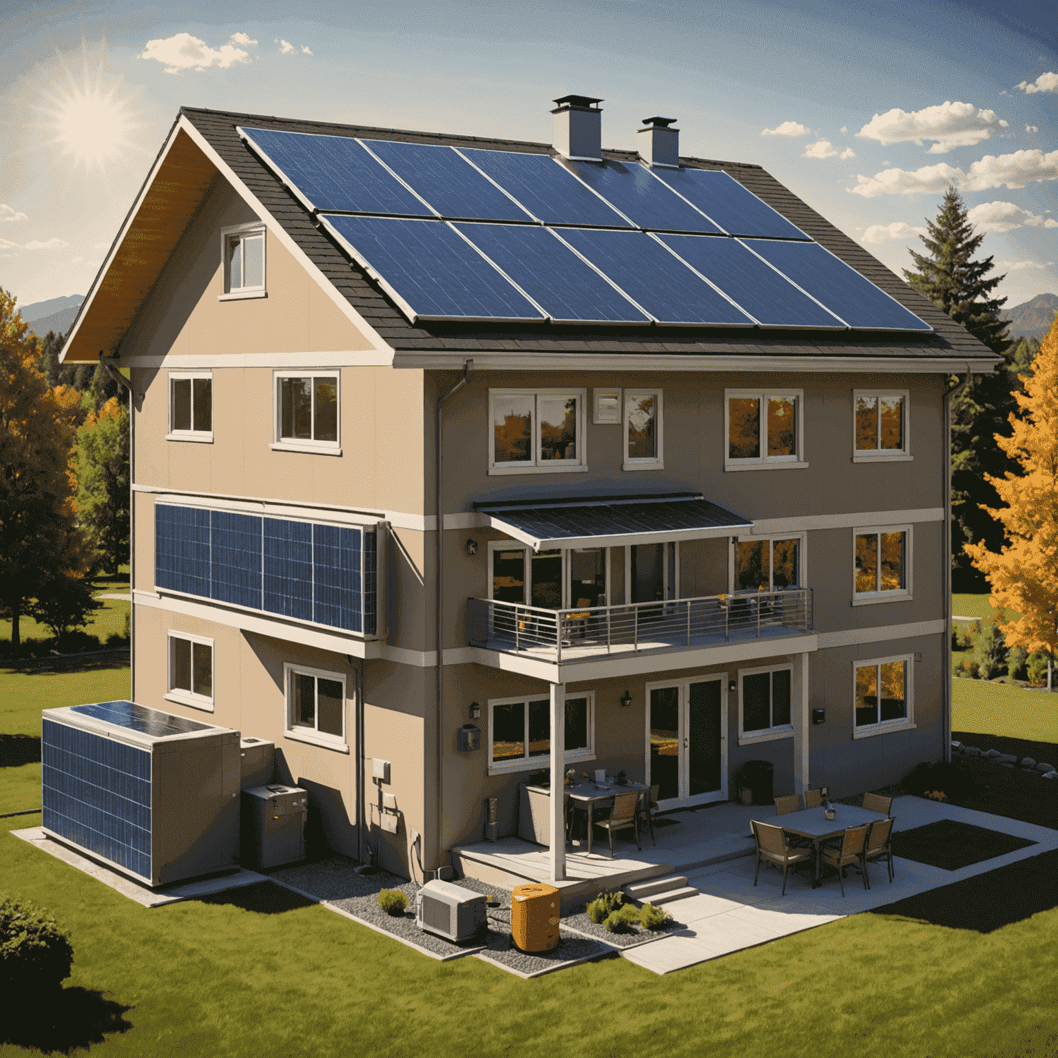 A diagram showing the basic components of a solar panel, including photovoltaic cells, inverter, and connection to a home's electrical system. The image has a warm, slightly desaturated tone to complement the website's color scheme.